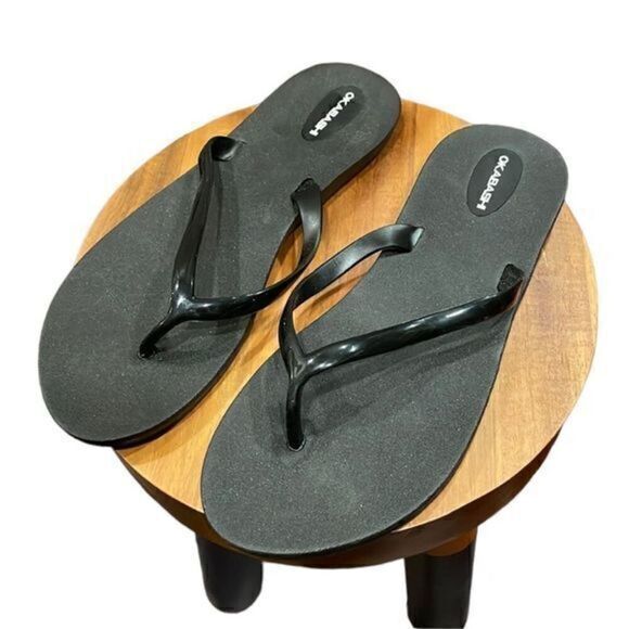 OKABASHI | flip flops black sandals 6 - Picture 1 of 2